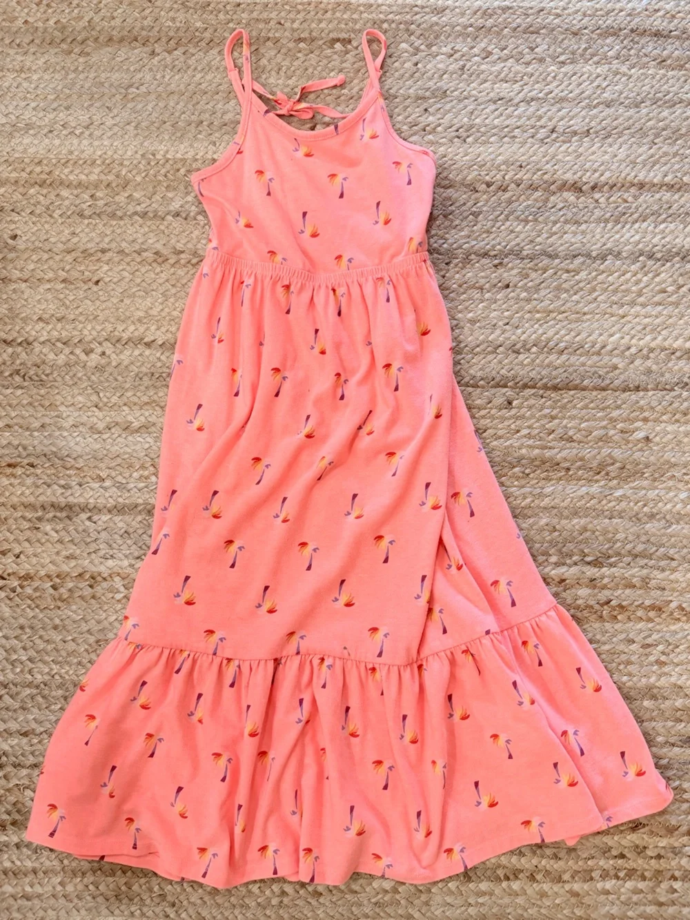Cat & Jack Coral Pink Palm Print Maxi Dress